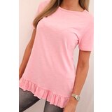 Kesi Women's blouse with a ruffle at the bottom light pink | Shoptok.si