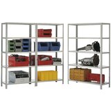eurokraft pro Privijačeni regal za velike obremenitve, svetlo siva RAL 7035, višina regala 1500 mm, osnovni regal, širina x globina 1000 x 300 mm | Shoptok.si