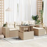 Maison Chic Seti vrtnega pohištva - Vrtna garnitura - Vrtni pohištvo set 6-delna z blazinami bež poli ratan, (21813563) | Shoptok.si