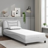 Maison Chic Posteljni okvir - Enojna postelja - Postelja za odrasle z vzglavjem bel 90x190 cm umetno usnje-J9329, (21764179) | Shoptok.si