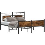 Maison Chic Posteljni okvir - Dvoposteljna postelja - Zakonska postelja brez vzmetnice hrast 137x190 cm inženirski les-J11955, (21775518) | Shoptok.si