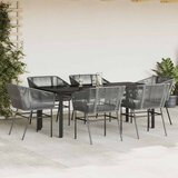  7-dijelni vrtni blagovaonski set s jastucima poliratan i staklo Siva 200 x 100 x 74 cm | shoptok.hr