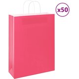 vidaXL Papirnate vrećice 50 kom s ručkama ružičaste 32x12x42 cm | shoptok.hr