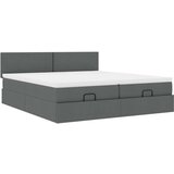 vidaXL Otomanski posteljni okvir z vzmetnicami siv 160x200 cm blago | Shoptok.si