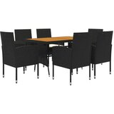  7-dijelni vanjski blagovaonski set od poliratana crni | shoptok.hr