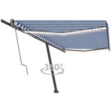 vidaXL avtomatska tenda led + senzor 500x300 cm modra in bela | Shoptok.si