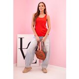 Kesi Włoski Women's blouse with straps with decorative trim red | Shoptok.si