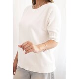 Kesi Włoski Women's short-sleeve viscose sweater ecru Cijene