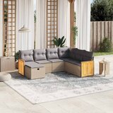  7-dijelni set vrtnih sofa s jastucima bež od poliratana | shoptok.hr