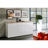 XORA komoda, bela, barve hrasta | Shoptok.si