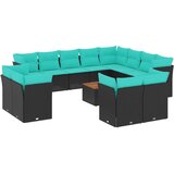  Vrtna garnitura - 13-dijelni set vrtnih sofa s jastucima poliratan crni - Crna 1 | shoptok.hr
