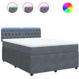 vidaXL Krevet s oprugama i madracem tamnosivi 140x190 cm baršunasti | shoptok.hr