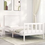  Posteljni okvir z vzglavjem bel 100x200 cm trden les | Shoptok.si