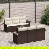  7-dijelni vrtni sofa set s jastucima smeđi poli ratan | shoptok.hr