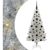 vidaXL Božično drevo med 150 LED z stojalom srebrna 120 cm PET | Shoptok.si