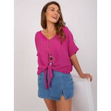 Fashion Hunters Dark purple casual blouse with necklace Cene