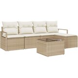 vidaXL Vrtna sedežna garnitura z blazino 6 pcs Bež in smetanova, (5000134921) | Shoptok.si