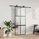  Klizna vrata s priborom crna 90 x 205 cm kaljeno staklo | shoptok.hr