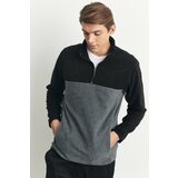 AC&Co / Altınyıldız Classics Men's Black-Light Melange Anti-Pilling Anti-Pilling Standard Fit Stand Up Collar Fleece Sweatshirt. Cene