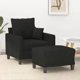 vidaXL Fotelj s stolčkom za noge črn 60 cm blago