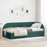vidaXL Kotna postelja z vzglavjem Temno zelena 90 x 190 cm Žamet | Shoptok.si