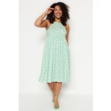 Trendyol Curve Plus Size Dress - Green - Skater Cene