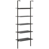  Naslanjajuća polica s 5 razine crna 64x35x185 cm | shoptok.hr