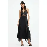 AllSaints Obleka s svilo JASMINE DRESS črna barva, W063DA