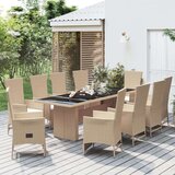 vidaXL 11-dijelni vrtni blagovaonski set od poliratana s jastucima bež | shoptok.hr