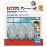 Tesa Samolepilna kljukica Powerstrips (ovalna, velikost: S, krom, 3 kosa) | Shoptok.si