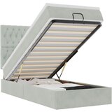 Maison Chic Otomanski Posteljni okvir - Enojna postelja - Postelja za odrasle z vzmetnicami siv 100x200cm žamet-J2076, (21763203) | Shoptok.si
