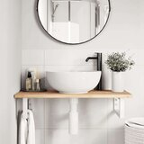  Zidna polica za Lavabo - Umivaonik od čelika i masivnog bagremovog drva | shoptok.hr