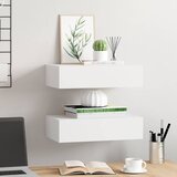  Zidne police s ladicom 2 kom bijele 40 x 23,5 x 10 cm MDF | shoptok.hr