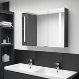 Maison Chic LED Kopalniška omarica - Kopalniški kabinet z ogledalom 89x14x62 cm sijoče črna, (21794494) | Shoptok.si