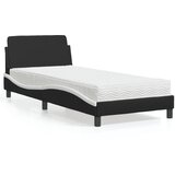 vidaXL Postelja z vzmetnico črna in bela 90x200 cm umetno usnje Cene