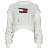 Tommy Jeans Puloverji TJW OVRSZD FLAG STITCH SWEATER Bela