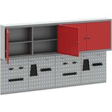  6-dijelni set ormar s alatima i panel za pribor zidna montaža crveni metal | shoptok.hr