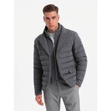 Ombre Men's quilted jacket with jacket cut - graphite | Shoptok.si