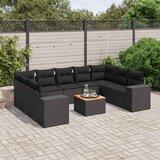  10-dijelni set vrtnih sofa s jastucima crni od poliratana | shoptok.hr