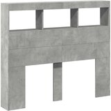 vidaXL Ormarić za uzglavlje LED svjetlima boja betona 120x17x102 cm | shoptok.hr