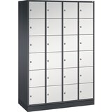 C+P Jeklena omara s predelki z zaklepanjem INTRO, višina predelka 285 mm, ŠxG 1220 x 500 mm, 24 predelkov, korpus črno siv, vrata svetlo siva | Shoptok.si
