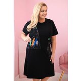 Kesi Włoski Plus Size women's cotton dress with pockets and inscriptions black Cene