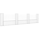vidaXL Gabionska košara U-oblika s 4 stupa 380 x 20 x 100 cm željezna | shoptok.hr