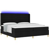 vidaXL Postelja s podnožjem in vzmetnico ter LED osvetlitvijo Črna 200x200 cm Tkanina, (22048979) | Shoptok.si