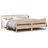 vidaXL Posteljni okvir z vzglavjem 200x200 cm trdna borovina