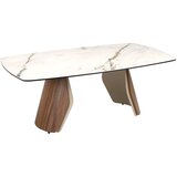 Angel Cerdá Ovalna miza iz porcelanskega marmorja, kovinsko peskanega jekla in orehovega lesa, (5000165904) | Shoptok.si
