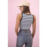Kesi Women's cotton top with a neckline and gold accent navy | shoptok.hr