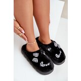 Boto FK1 Women's Fleece Slippers With Patches And Bow Black Linnorelia | Eponuda.ba