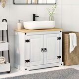 Ormarić za Lavabo - Umivaonik Bijelo 73 x 33 x 60 cm Čvrsto borovo drvo - Bijelo Cijene