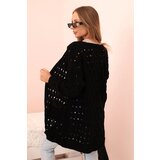 Kesi Włoski Women's openwork cardigan with pockets black | shoptok.hr